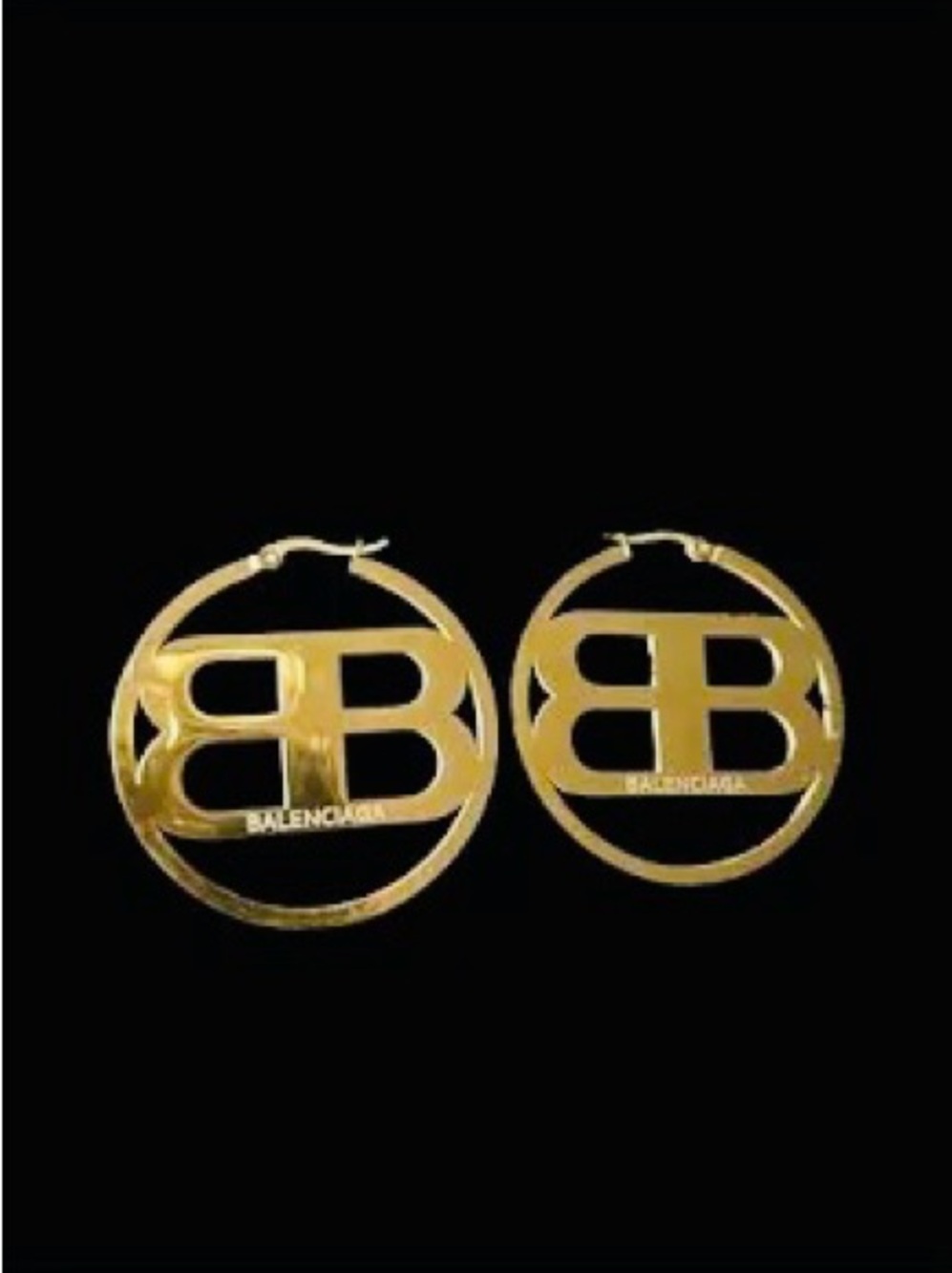 BB 18K Gold  plate Double B Circle Hoop Earrings